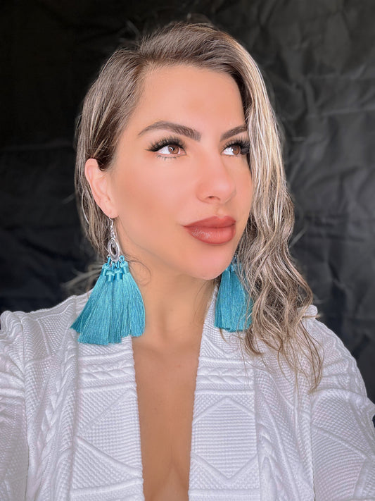 Fringe Belief Earrings: Teal
